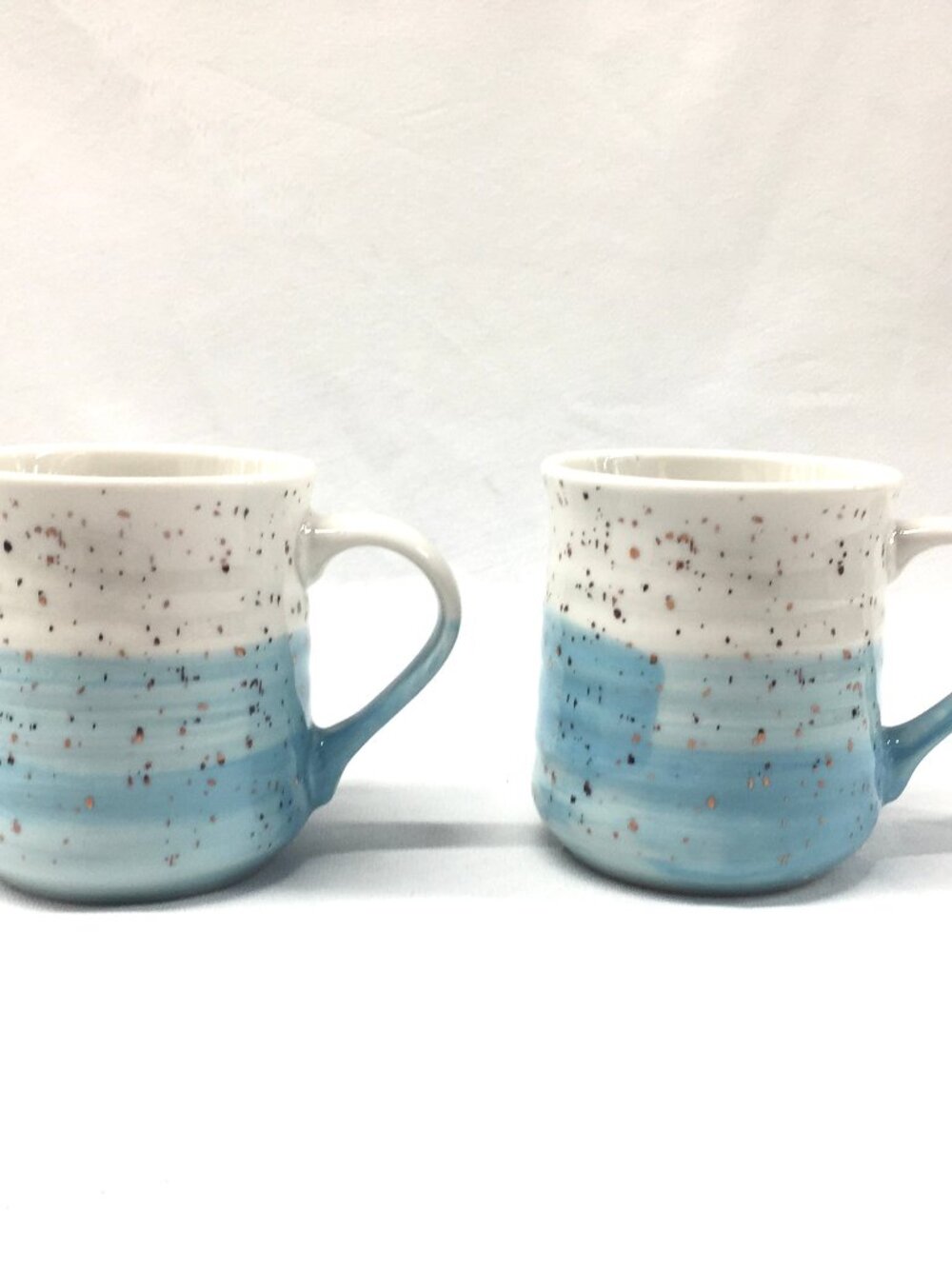 Sheffield Home Stoneware 16.9oz Large Size Mug Set Speckled Blue Tan NEW